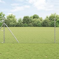 Berkfield Home Chain Link Fence with 7 Posts 1.2x10 m Galvanised Steel in Silver