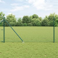 Berkfield Home Chain Link Fence with 7 Spike Posts 1x10 m Galvanised Steel in Green