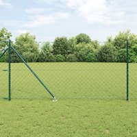 Berkfield Home Chain Link Fence with 7 Spike Posts 1.4x10 m Galvanised Steel in Green