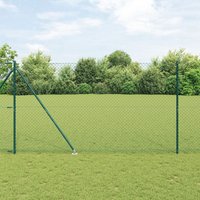 Berkfield Home Chain Link Fence with 13 Spike Posts 1.6x25 m Galvanised Steel in Green
