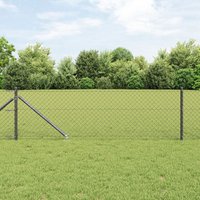 Berkfield Home Chain Link Fence with 7 Spike Posts 0.8x10 m Galvanised Steel in Grey