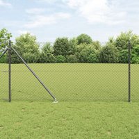 Berkfield Home Chain Link Fence with 7 Spike Posts 1x10 m Galvanised Steel in Grey
