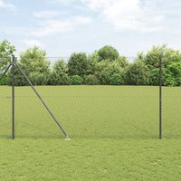 Berkfield Home Chain Link Fence with 7 Spike Posts 1.6x10 m Galvanised Steel in Grey