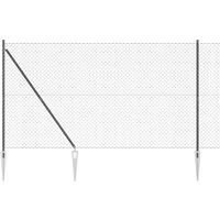 Berkfield Home Chain Link Fence with 13 Spike Posts 1.6x25 m Galvanised Steel in Grey
