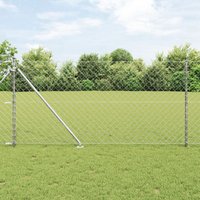 Berkfield Home Chain Link Fence with 13 Spike Posts 1x25 m Galvanised Steel in Silver