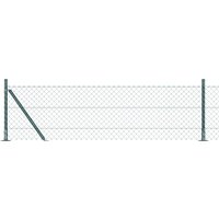 Berkfield Home Chain Link Fence with 7 Flanged Posts 0.4x10 m Galvanised Steel in Green