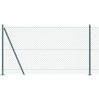 Berkfield Home Chain Link Fence with 7 Flanged Posts 1.2x10 m Galvanised Steel in Green