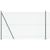 Berkfield Home Chain Link Fence with 7 Flanged Posts 1.6x10 m Galvanised Steel in Green