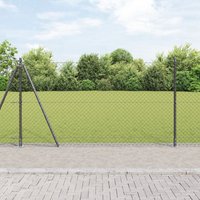 Berkfield Home Chain Link Fence with 7 Flanged Posts 1.2x10 m Galvanised Steel in Grey