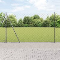 Berkfield Home Chain Link Fence with 13 Flanged Posts 1.6x25 m Galvanised Steel in Grey