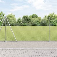 Berkfield Home Chain Link Fence with 7 Flanged Posts 1.2x10 m Galvanised Steel in Silver