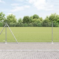 Berkfield Home Chain Link Fence with 13 Flanged Posts 1x25 m Galvanised Steel in Silver