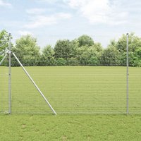 Berkfield Home Welded Wire Fence with 7 Posts 1.6x10 m Galvanised Steel in Silver