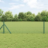 Berkfield Home Welded Wire Fence with 13 Posts Green 0.4x25 m Steel