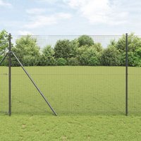 Berkfield Home Welded Wire Fence with 7 Posts Grey 1.6x10 m Steel