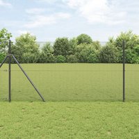 Berkfield Home Welded Wire Fence with 13 Posts Grey 1.2x25 m Steel