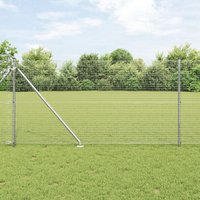 Berkfield Home Welded Wire Fence with 13 Spike Posts 0.8x10 m Galvanised Steel in Silver