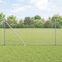 Berkfield Home Welded Wire Fence with 13 Spike Posts 1x50 m Galvanised Steel in Silver
