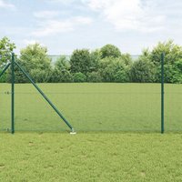 Berkfield Home Welded Wire Fence with 7 Spike Posts Green 1.4x10 m Steel
