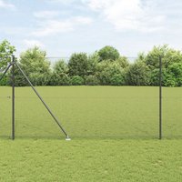 Berkfield Home Welded Wire Fence with 7 Spike Posts Grey 1.6 x 10 m Steel