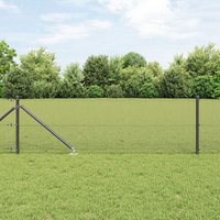 Berkfield Home Welded Wire Fence with 13 Spike Posts Grey 0.6x25 m Steel