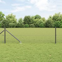 Berkfield Home Welded Wire Fence with 13 Spike Posts Grey 0.8x25 m Steel