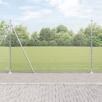 Berkfield Home Welded Wire Fence with 13 Flanged Posts 1.4x25 m Galvanised Steel in Silver