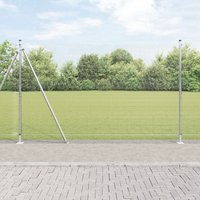 Berkfield Home Welded Wire Fence with 13 Flanged Posts 1.6x50 m Galvanised Steel in Silver