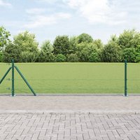 Berkfield Home Welded Wire Fence with 7 Flanged Posts Green 0.6x10 m Steel