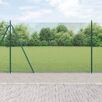 Berkfield Home Welded Wire Fence with 7 Flanged Posts Green 1.4x10 m Steel