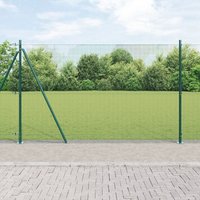 Berkfield Home Welded Wire Fence with 7 Flanged Posts Green 1.6x10 m Steel