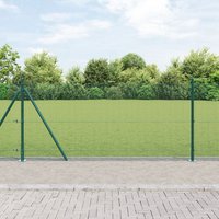 Berkfield Home Welded Wire Fence with 13 Flanged Posts Green 0.8x25 m Steel