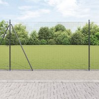 Berkfield Home Welded Wire Fence with 7 Flanged Posts Grey 1.4 x 10 m Steel
