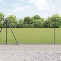 Berkfield Home Welded Wire Fence with 13 Flanged Posts Grey 1.2x25 m Steel