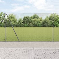 Berkfield Home Welded Wire Fence with 13 Flanged Posts Grey 1.5x50 m Steel