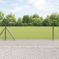 Berkfield Home Fencing Set Set of 2 Grey Powder-Coated Steel 25 x 0.5 m
