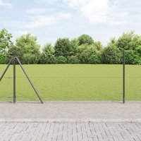 Berkfield Home Hexagon Fence with 11 Flanged Posts 1x25 m Galvanised Steel in Grey