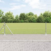 Berkfield Home Hexagon Fence with 11 Flanged Posts 0.5x25 m Galvanised Steel in Silver