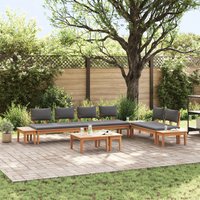 Berkfield Home 5 Piece Garden Bench Set with Cushions - Solid Teak Wood in Brown