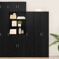 Berkfield Home Highboard Black Oak 30x42.5x185 cm Engineered Wood