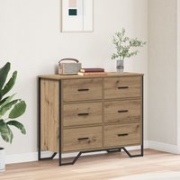 Berkfield Home Chest of Drawers Artisan Oak 91x35.5x74.5 cm Engineered Wood in Brown