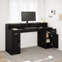 Berkfield Home Desk Black Oak 160x55x91 cm Engineered Wood | Size: 160 x 55 x 91 cm