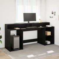 Berkfield Home Desk Black Oak 200x55x91 cm Engineered Wood | Size: 200 x 55 x 91 cm
