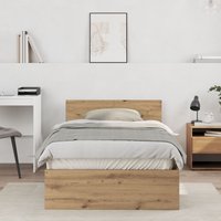 Berkfield Home Bed Frame with Headboard Artisan Oak 100 x 200 cm in Brown