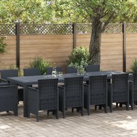 Berkfield Home 13 Piece Garden Dining Set with Cushions Anthracite Poly Rattan