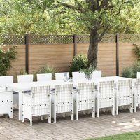 Berkfield Home 15 Piece Garden Dining Set with Cushions White Poly Rattan