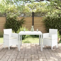 Berkfield Home 3 Piece Garden Dining Set with Cushions White Poly Rattan