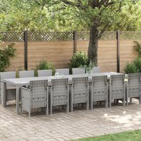 Berkfield Home 13 Piece Garden Dining Set with Cushions Light Grey Poly Rattan