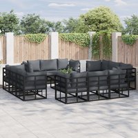 Berkfield Home Garden Sofa Set 12 pcs Black 213 x 71.5 x 71 cm Aluminium