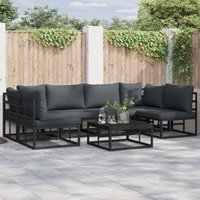 Berkfield Home Garden Sofa Set with Cushion with Pillow 6 pcs Black Aluminium